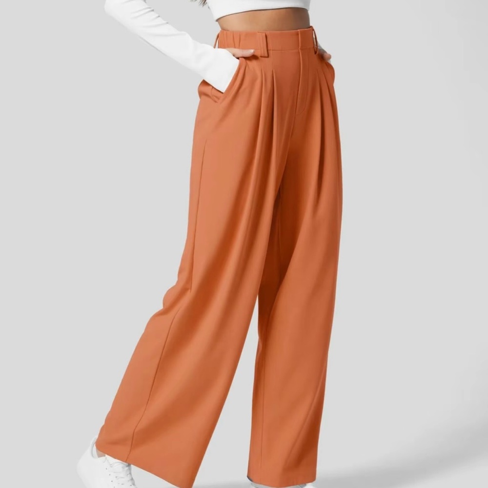 NWOT Halara, High-Waisted, Wide Leg Pants, Petite, 16 (xl) Apricot Orange